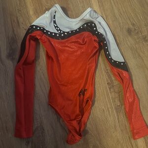 Child red long sleeved leotard